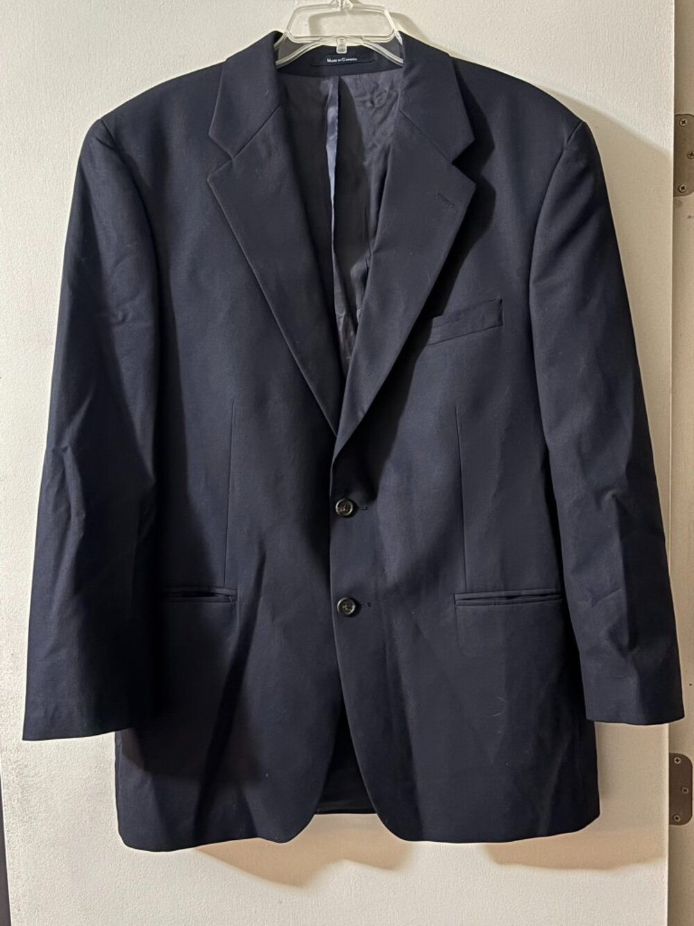 Chaps Ralph Lauren Made in Canada Dark Navy Blue 100% Wool Blazer Jacket 42R